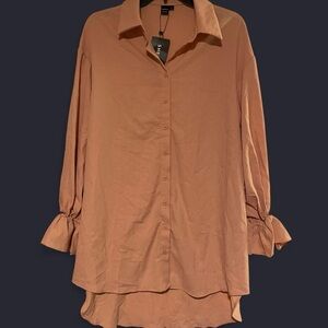 SHEIN Women's Brown Button-Down Shirt